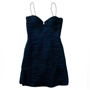 Vintage Niteline Dress Silk 90s Black Ruched Cocktail Mini Size 6